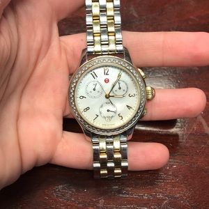 Michele Jetway Two-Tone Diamond Bracelet Watch